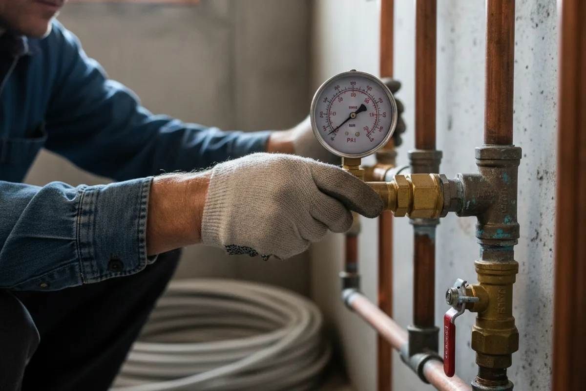 Pressure testing a repaired line during Water Line Repair in Ottsville